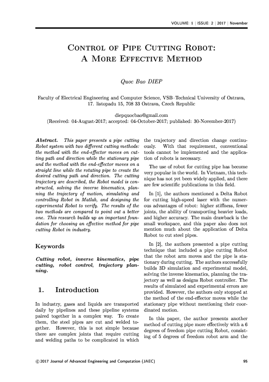 (PDF) Control of Pipe Cutting Robot A More Effective Method Diệp Bảo