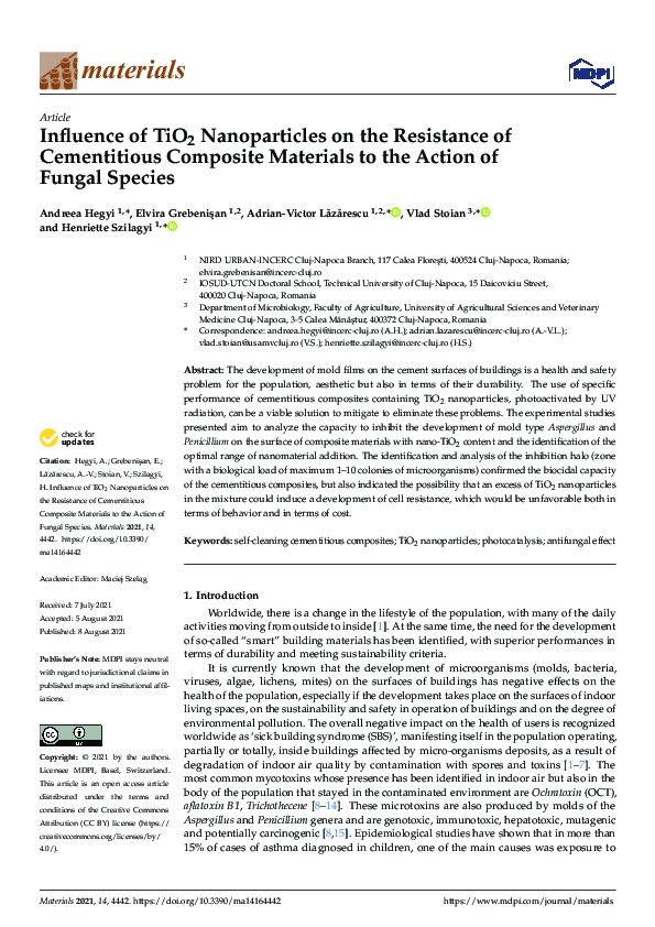 (PDF) Influence of TiO2 Nanoparticles on the Resistance of Cementitious ...