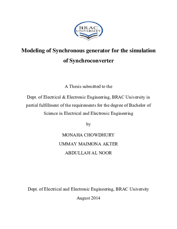 (PDF) Modeling of Synchronous generator for the simulation