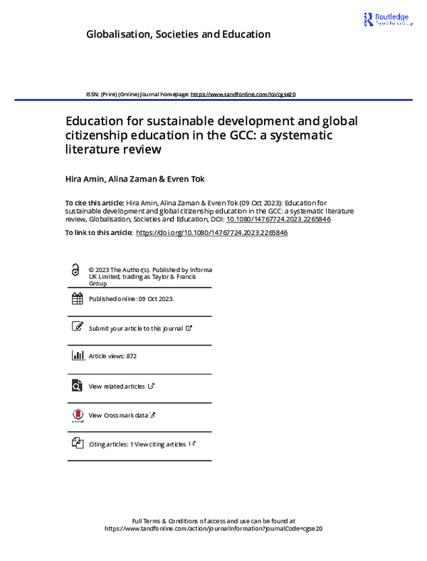 (PDF) Education for sustainable development and global citizenship ...