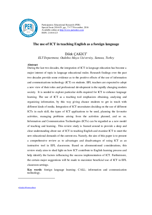 (PDF) The use of ICT in teaching English as a foreign language