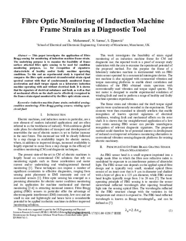 (DOC) Fibre optic monitoring of induction machine frame strain as a ...