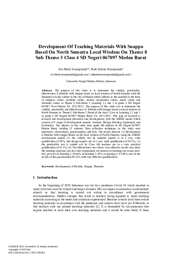 (PDF) Development Of Teaching Materials With Snappa Based On North ...