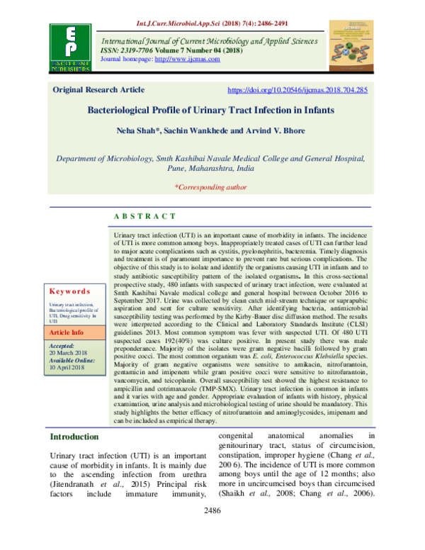 (PDF) Bacteriological Profile of Urinary Tract Infections among ...