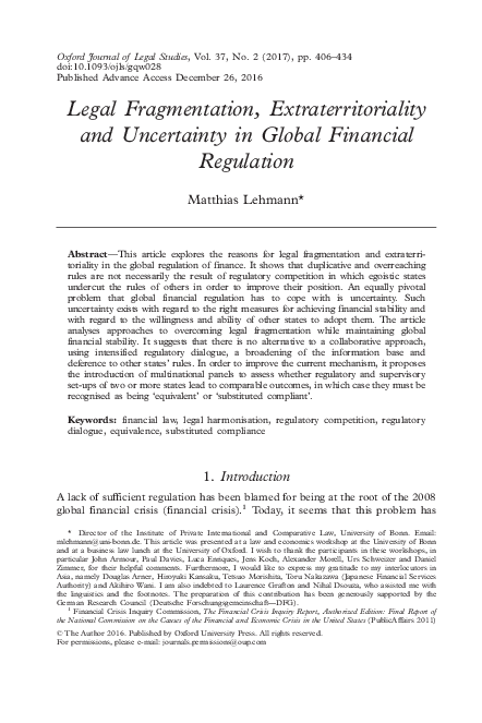 (PDF) Legal Fragmentation, Extraterritoriality and Uncertainty in ...