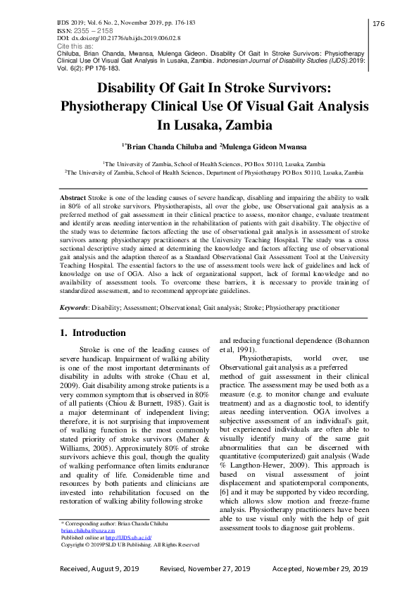 (PDF) Disability of Gait in Stroke Survivors: Physiotherapy Clinical ...