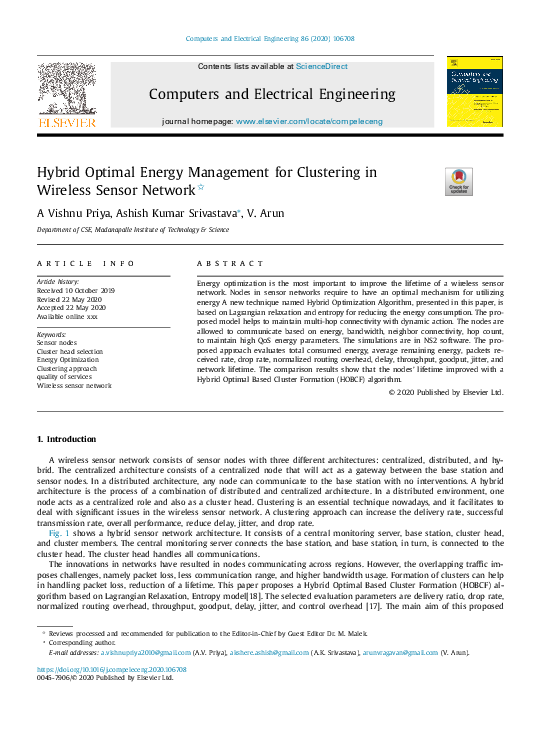 (PDF) Hybrid Optimal Energy Management for Clustering in Wireless ...