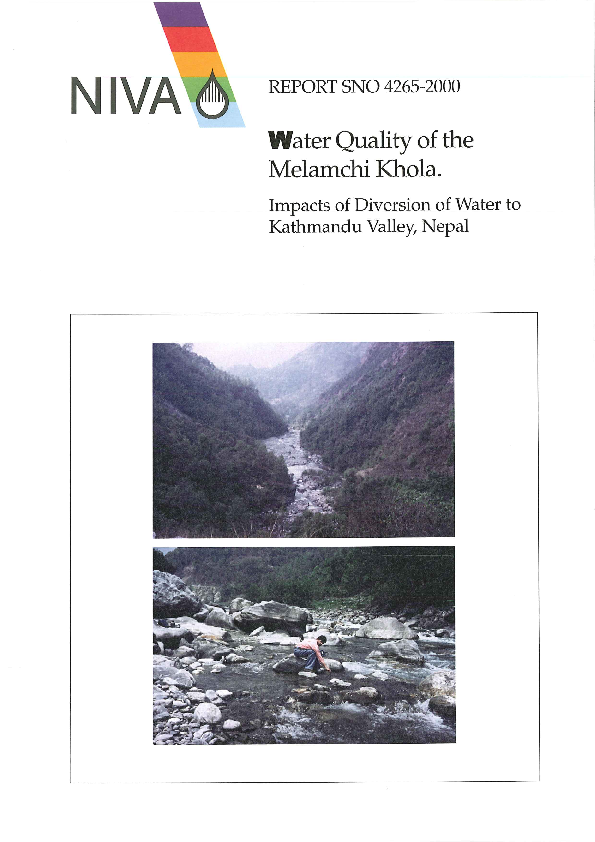 (PDF) Water Quality the Melamchi Khol. Impacts of Diversion of Water to