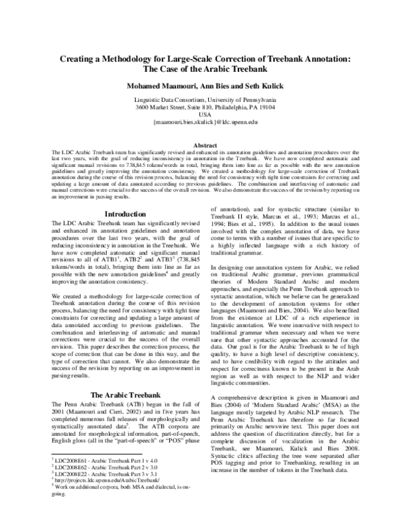 (PDF) Creating a methodology for large-scale correction of treebank ...