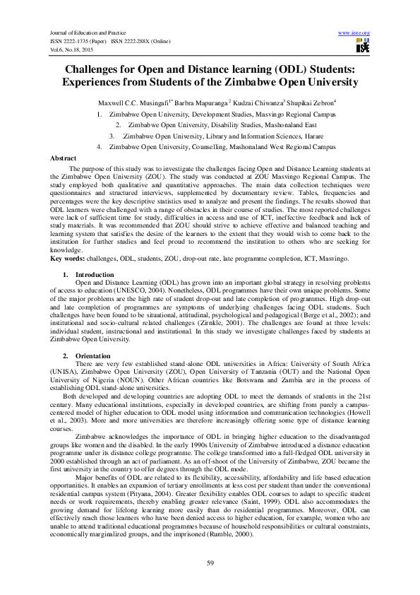(PDF) Challenges for Open and Distance learning (ODL) Students ...