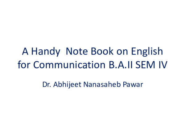 (PDF) A Handy Note Book on English for Communication B.A.II SEM IV