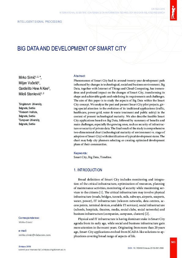 (PDF) Big Data and Development of Smart City