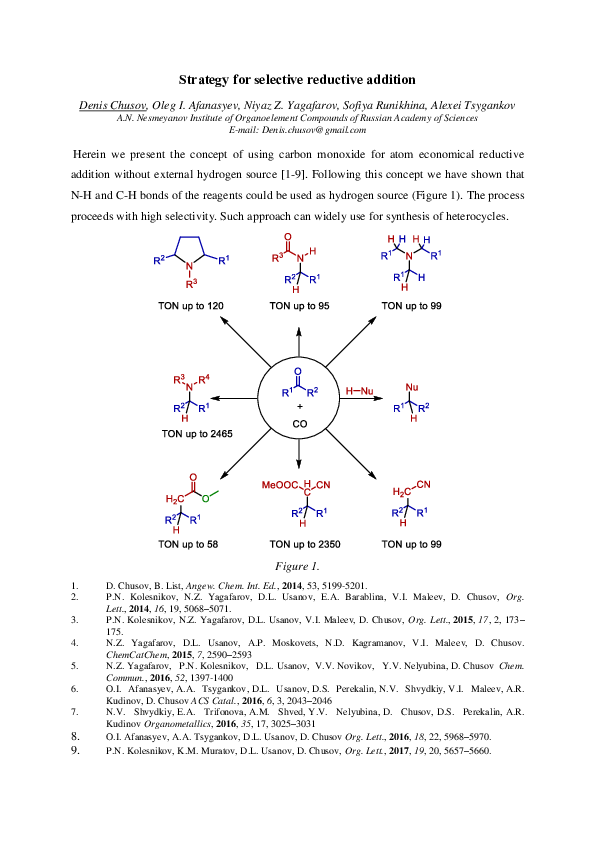 (PDF) Strategy for Selective Reductive Addition