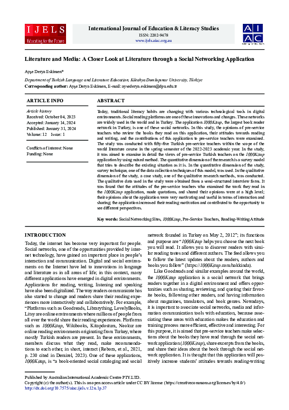 (PDF) Literature and Media: A Closer Look at Literature through a ...