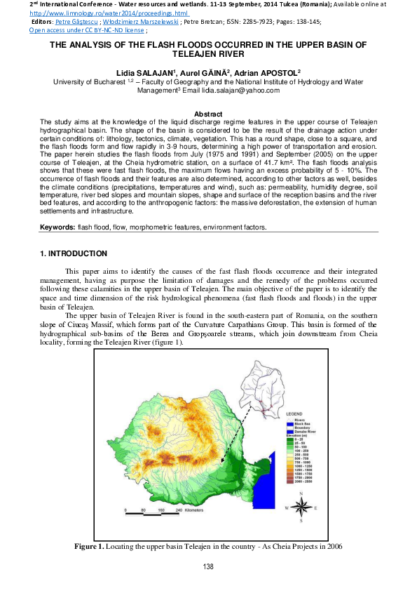(PDF) The Analysis of the Flash Floods Occurred in the Upper Basin of ...