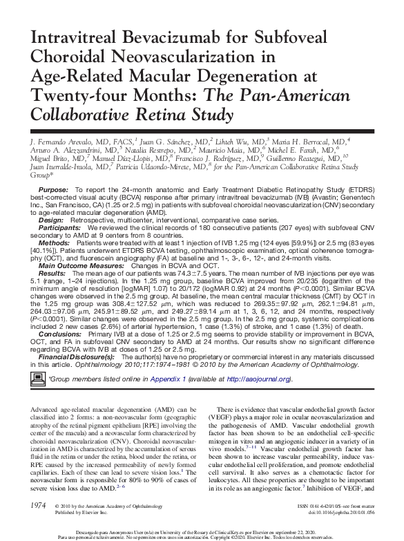 (PDF) Intravitreal Bevacizumab for Subfoveal Choroidal ...
