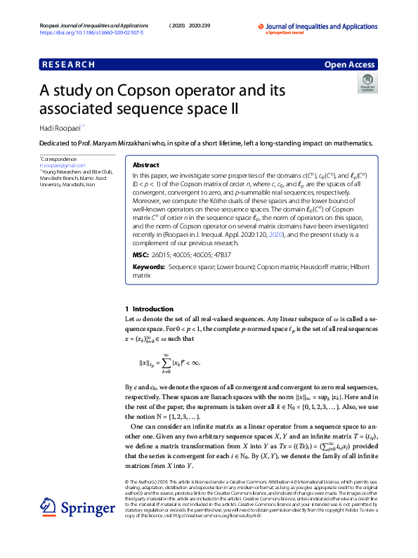 (PDF) A study on Copson operator and its associated sequence space II ...