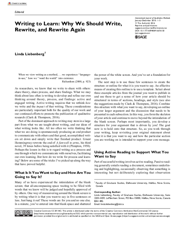 (PDF) Writing to Learn