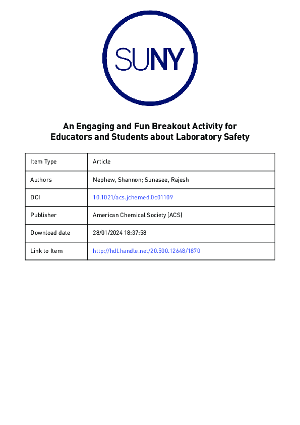 (PDF) An Engaging and Fun Breakout Activity for Educators and Students ...