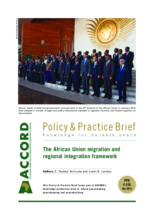 (PDF) The African Union Migration and Regional Integration Framework