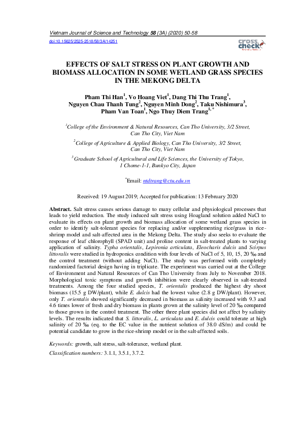 (PDF) Effects of Salt Stress on Plant Growth and Biomass Allocation in ...