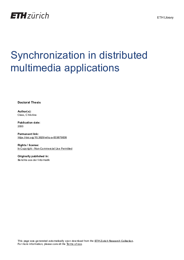 (PDF) Synchronization in distributed multimedia applications