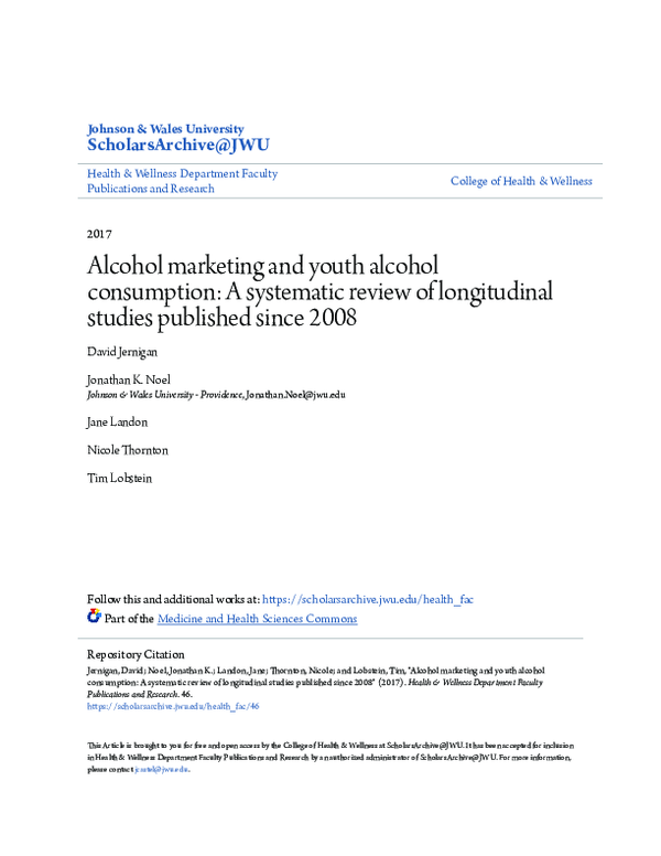 (PDF) Alcohol marketing and youth alcohol consumption: a systematic ...