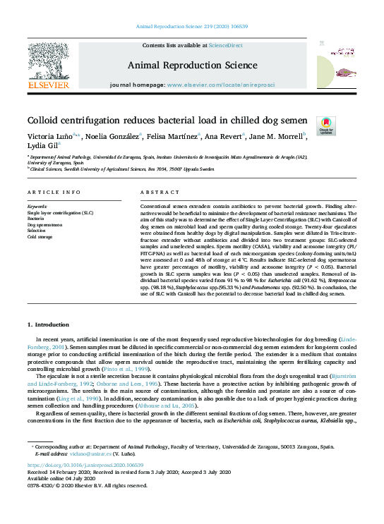 (PDF) Colloid centrifugation reduces bacterial load in chilled dog