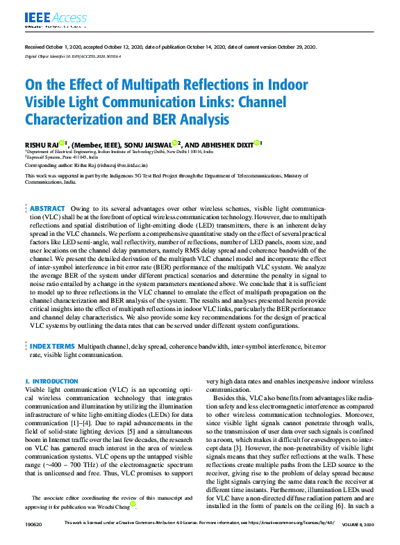 (PDF) On the Effect of Multipath Reflections in Indoor Visible Light ...