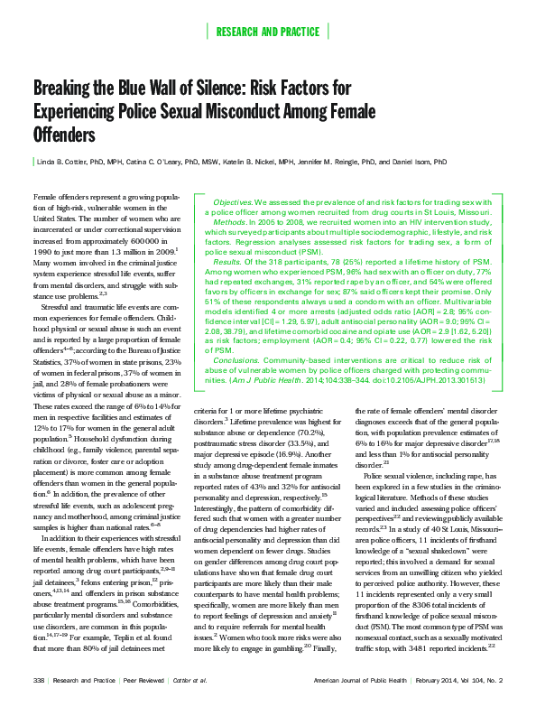 (PDF) Breaking the Blue Wall of Silence: Risk Factors for Experiencing ...