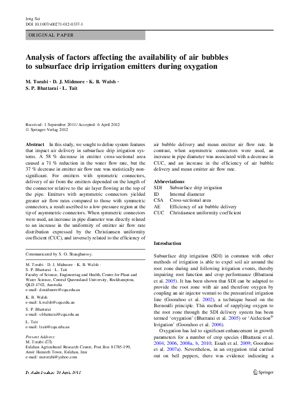 (PDF) Analysis of factors affecting the availability of air bubbles to ...
