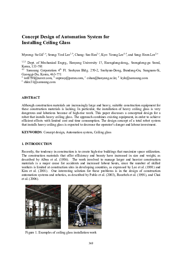 (PDF) Concept Design of Automation System for Installing Ceiling Glass