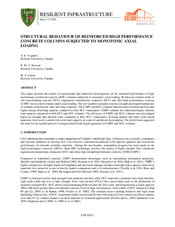 (PDF) STR-920: Structural Behaviour of Reinforced High Performance ...