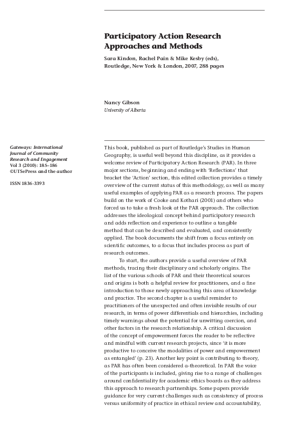 (PDF) Participatory Action Research Approaches and Methods