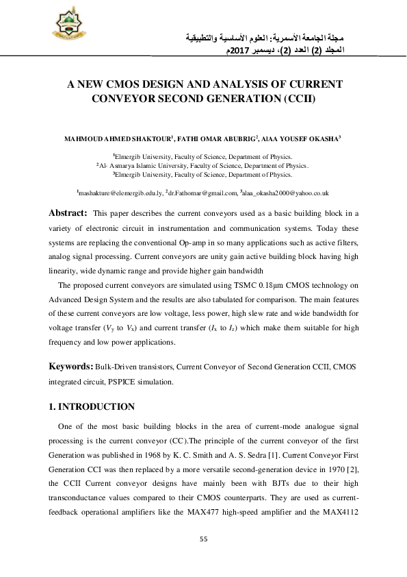 (PDF) A New Cmos Design and Analysis of Current Conveyor Second ...