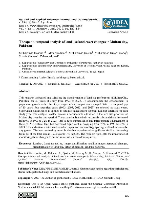 (PDF) The spatio-temporal analysis of land use land cover changes in ...