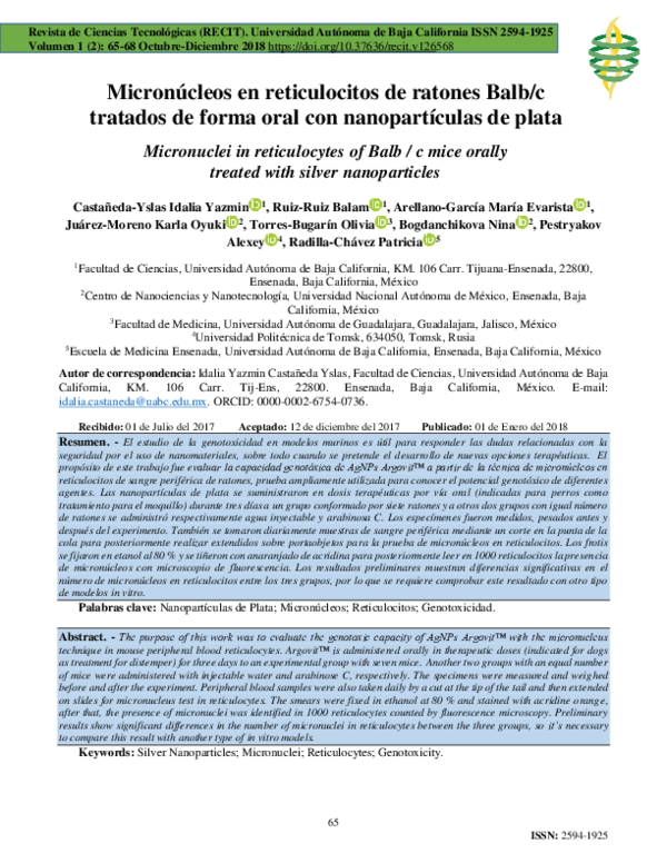 (PDF) Micronúcleos en reticulocitos de ratones Balb/c tratados de forma ...