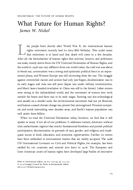 (PDF) What Future for Human Rights?