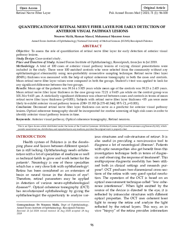 (PDF) Quantification of Retinal Nerve Fiber Layer for Early Detection ...