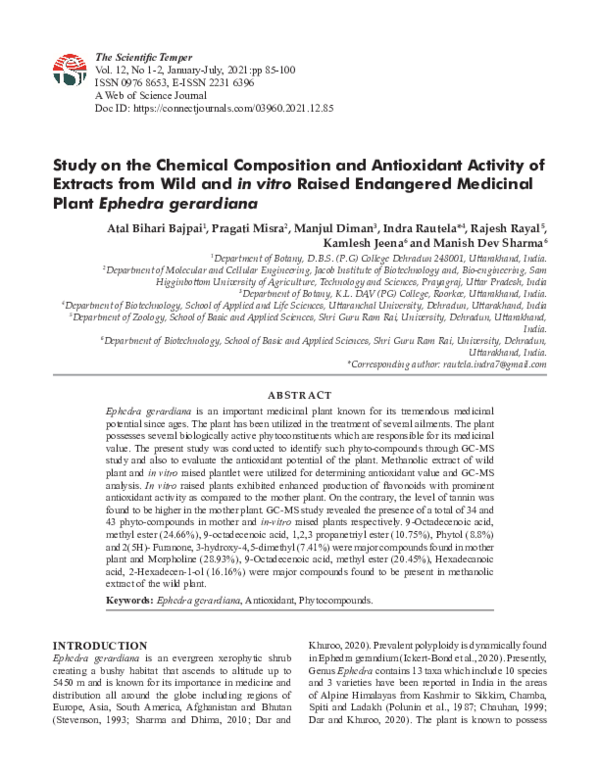 (PDF) Study on the Chemical Composition and Antioxidant Activity of ...