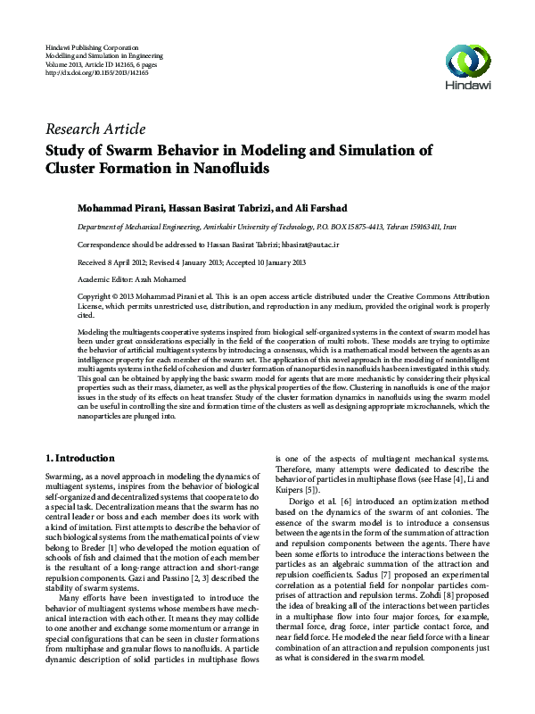 (PDF) Study of Swarm Behavior in Modeling and Simulation of Cluster ...