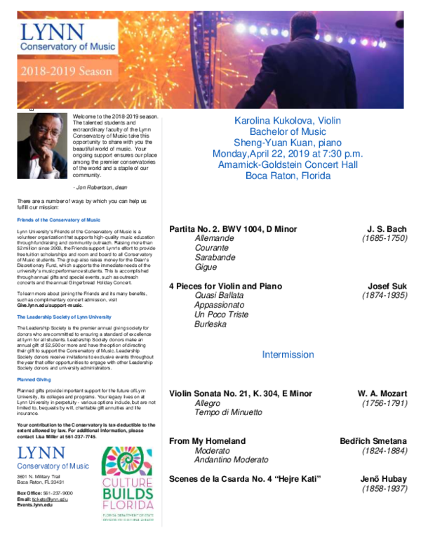 2017-2018 Junior Recital - Karolina Kukolova (Violin)