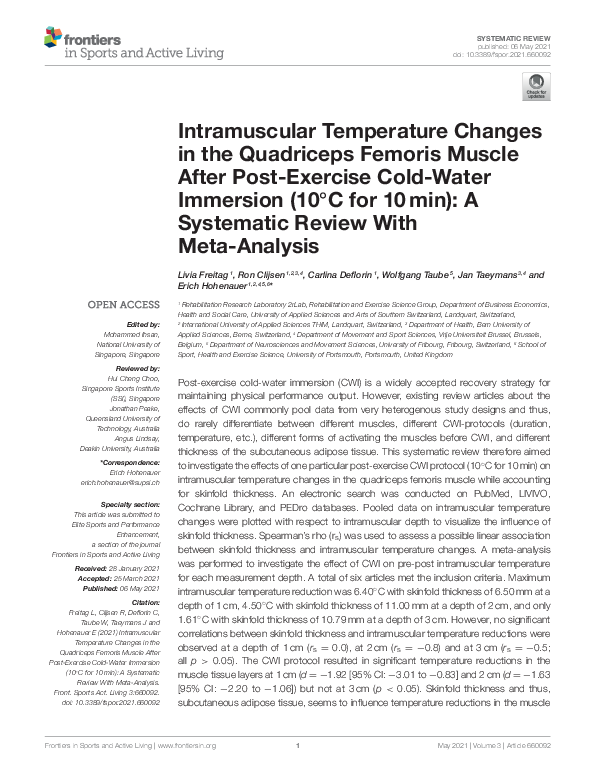 (PDF) Intramuscular Temperature Changes in the Quadriceps Femoris