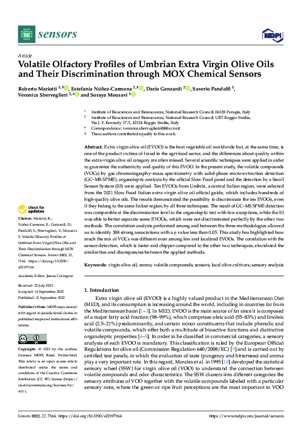 (PDF) Volatile Olfactory Profiles of Umbrian Extra Virgin Olive Oils ...