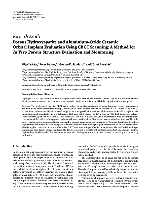 (PDF) Porous Hydroxyapatite and Aluminium-Oxide Ceramic Orbital Implant ...
