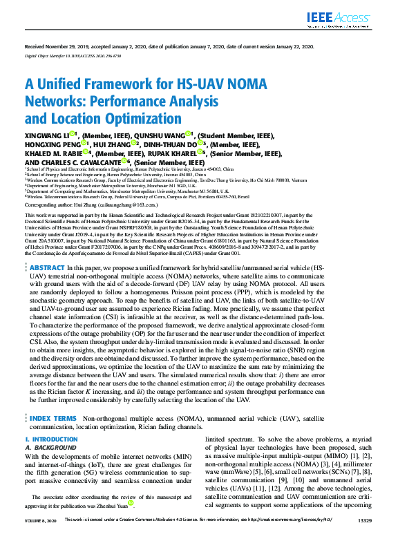 (PDF) A Unified Framework for HS-UAV NOMA Networks: Performance ...