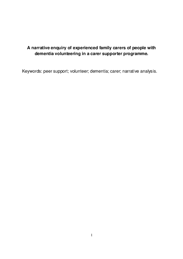 (PDF) A Narrative Enquiry of Experienced Family Carers of People with ...