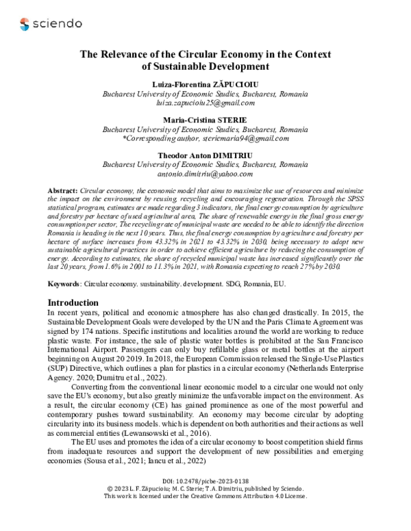(PDF) The Relevance of the Circular Economy in the Context of ...
