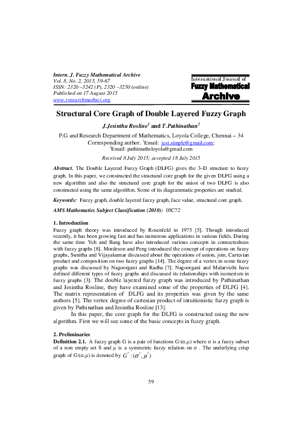 (PDF) Structural Core Graph of Double Layered Fuzzy Graph