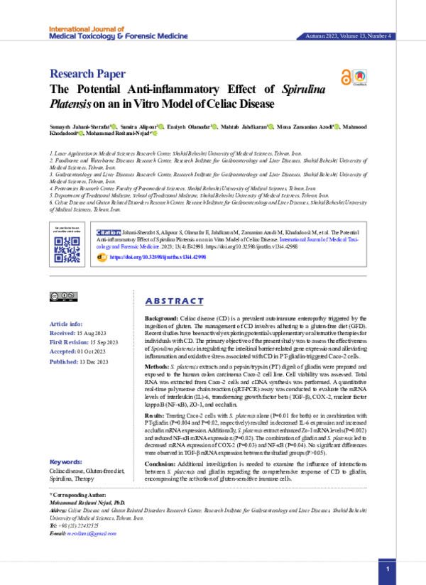 (PDF) The Potential Anti-inflammatory Effect of Spirulina Platensis on ...